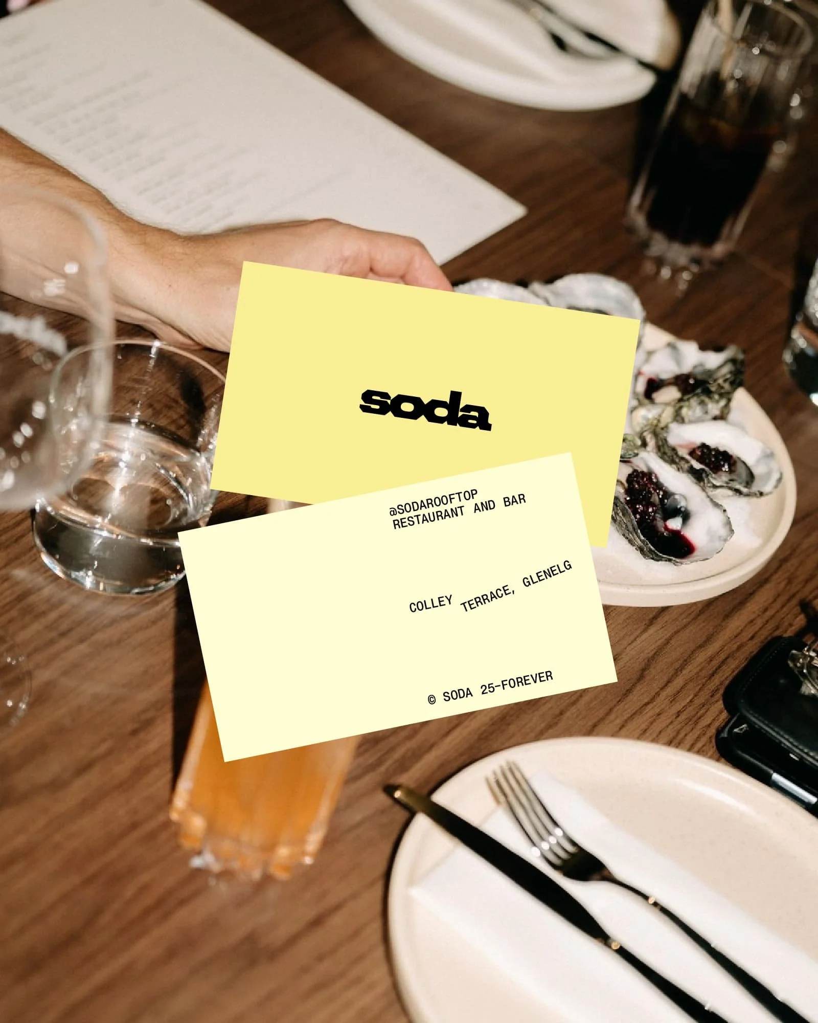 soda rooftop yellow business card concepts