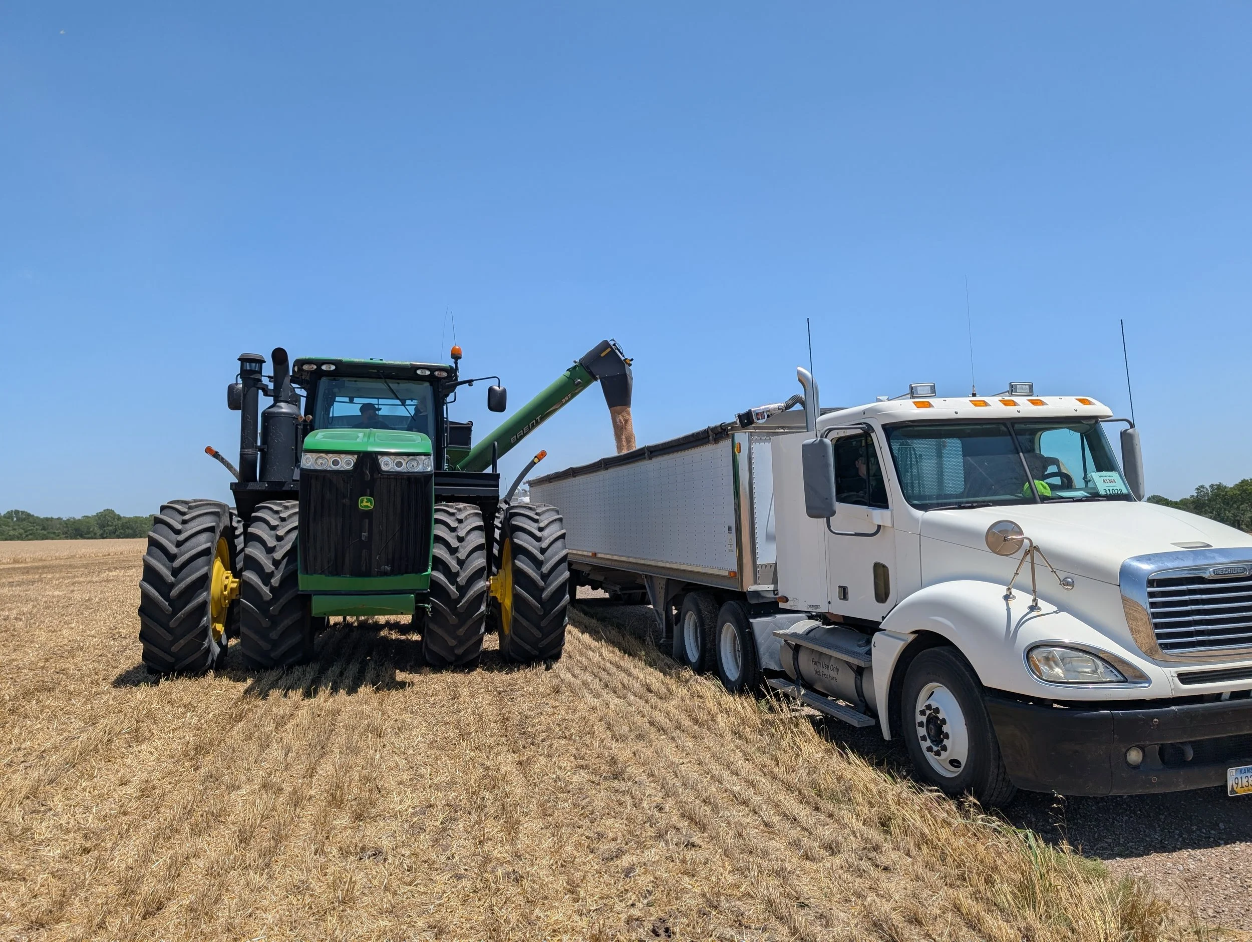 Grain Buggy Emptying into Semi