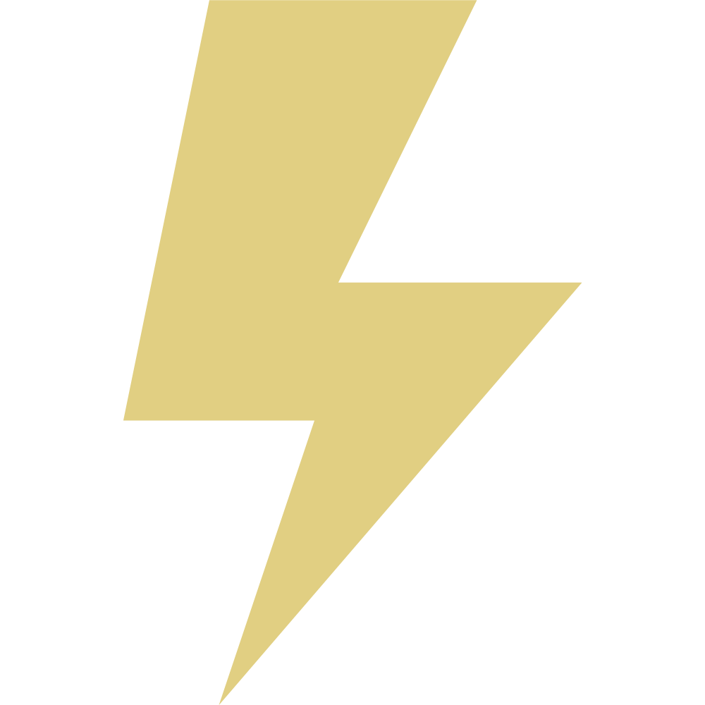 A gold lightning bolt symbol on a black background.