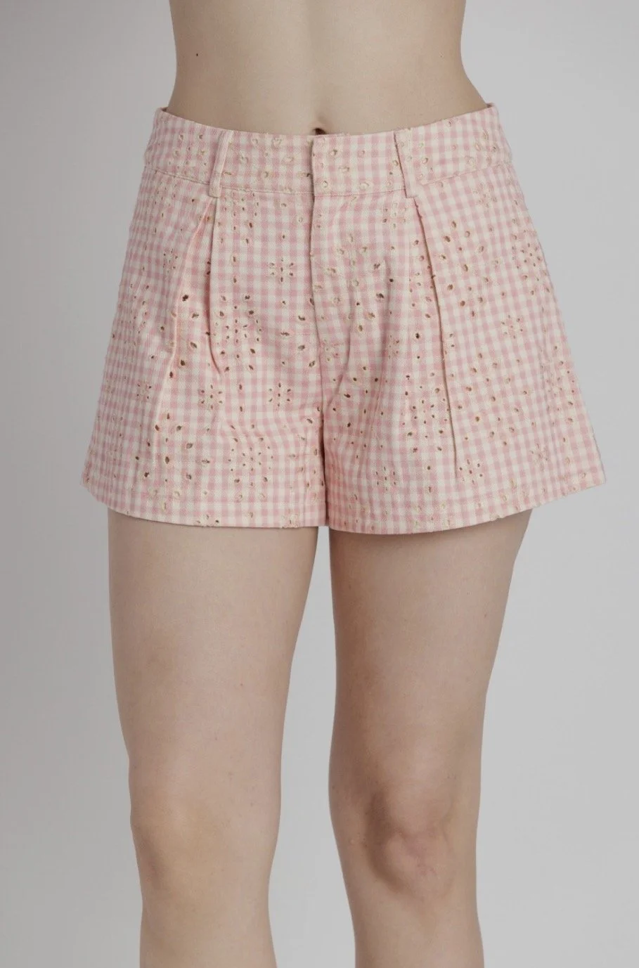 Embroidered Gingham Shorts