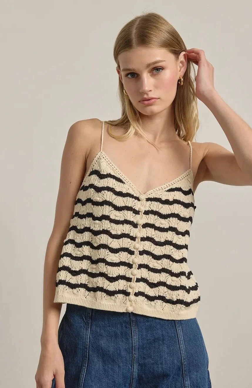 Striped Crochet Knit Cami Top