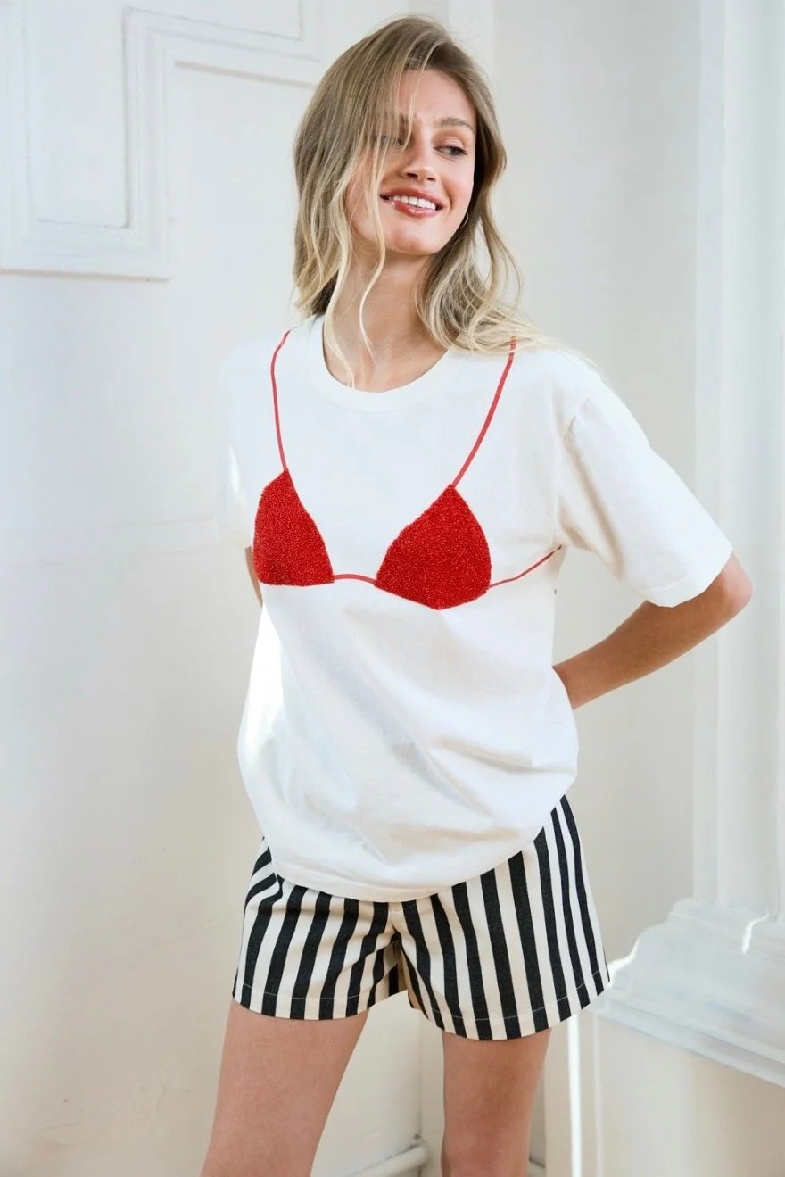 Caviar Print Bikini Graphic Tee