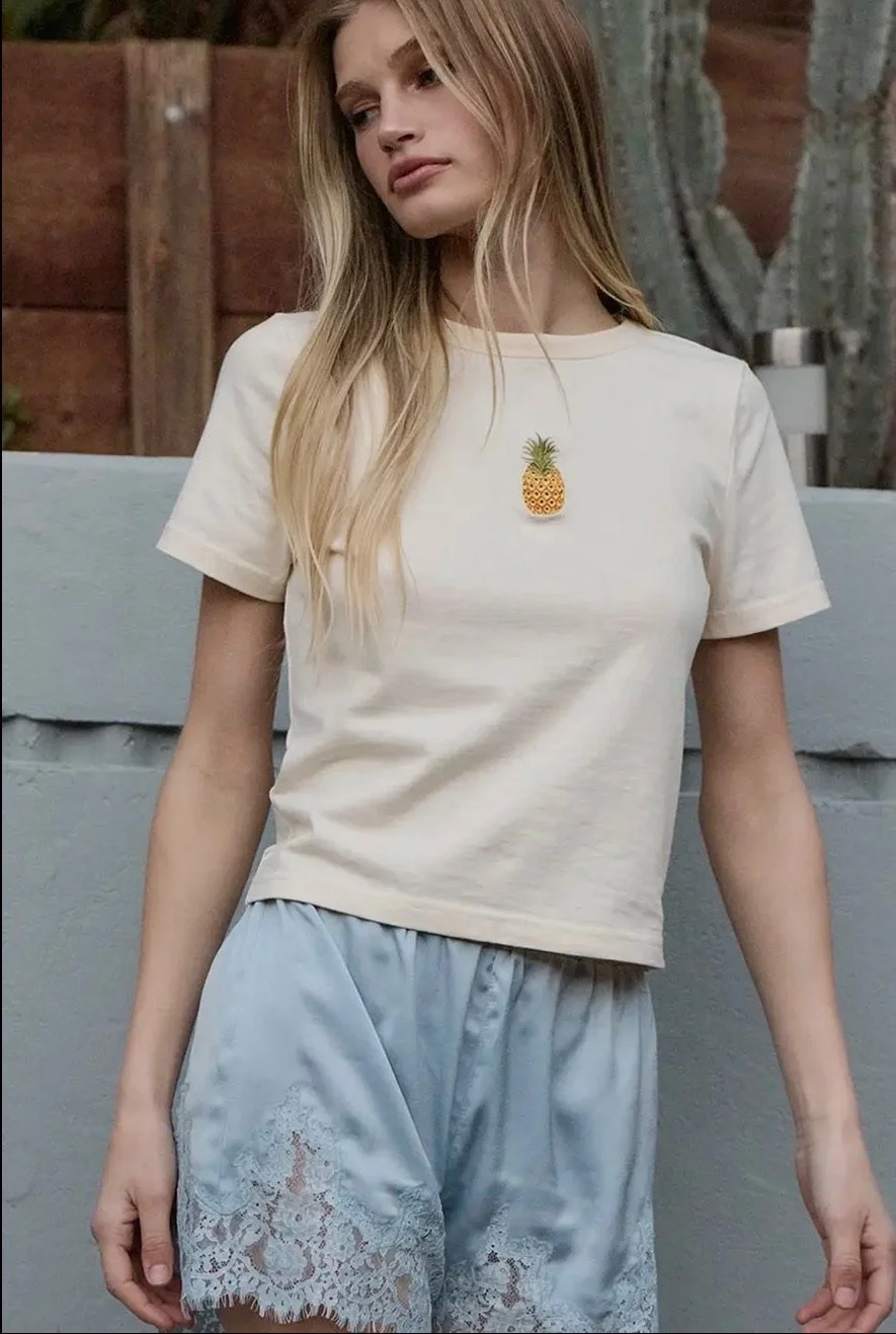 Mini Pineapple Embroidery Tee