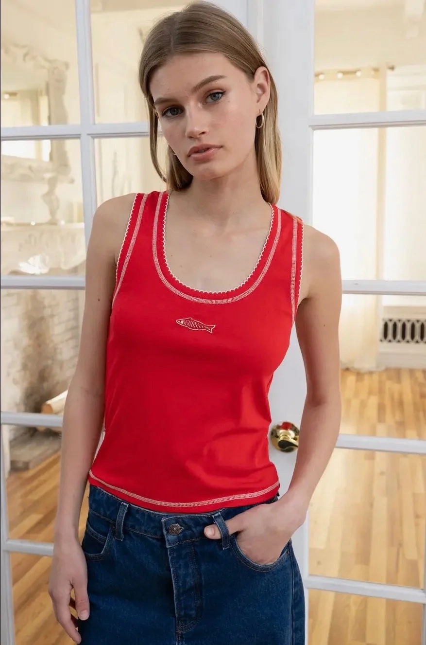 Red Stitch Fish Patch Rib Tank