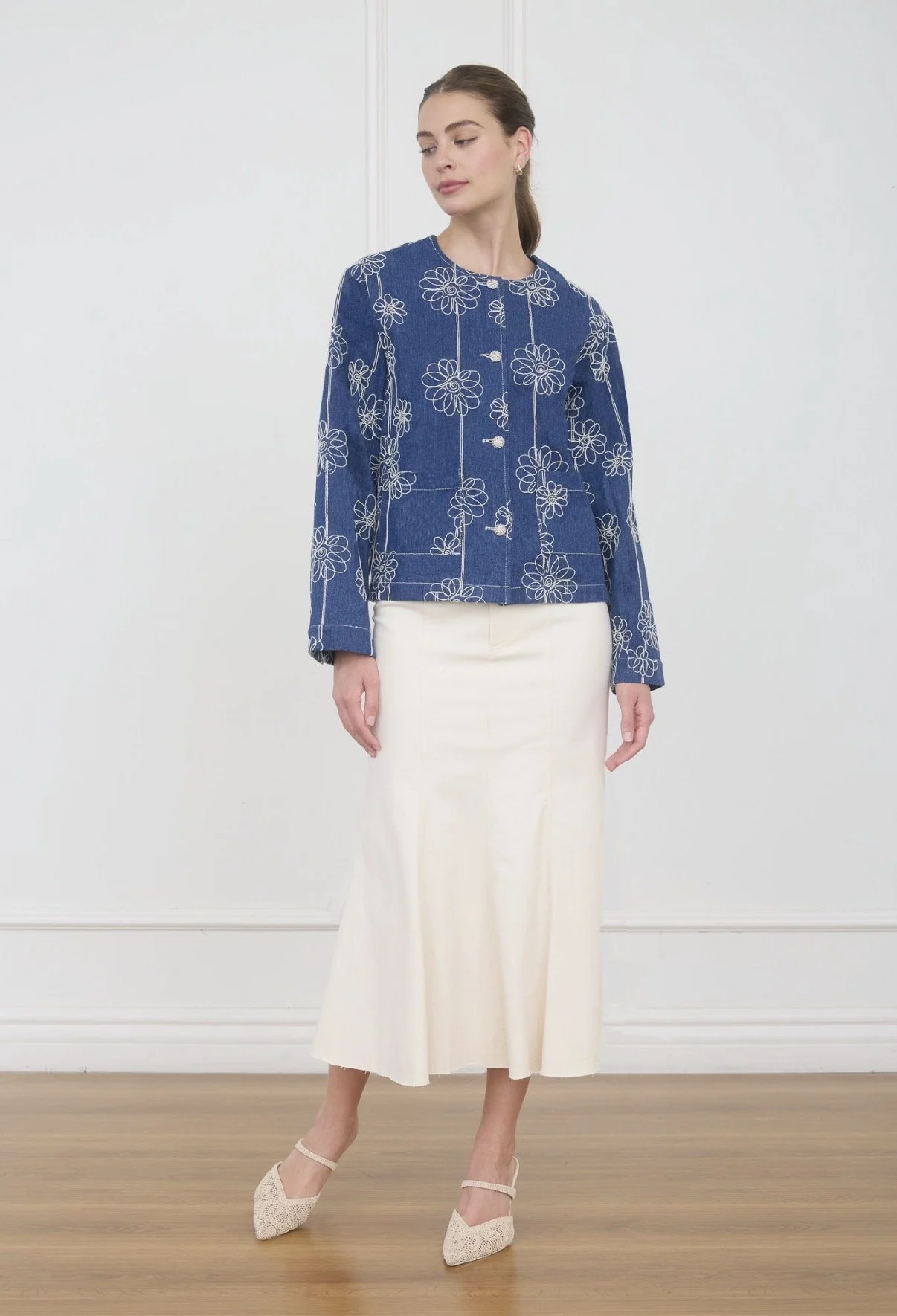 Embroidered Floral Denim Jacket