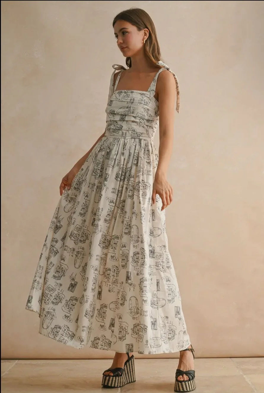 Town Print long Dress
