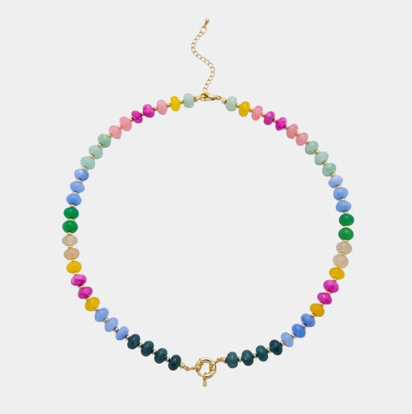 Colorful Candy Gemstone Beaded Chain Necklace