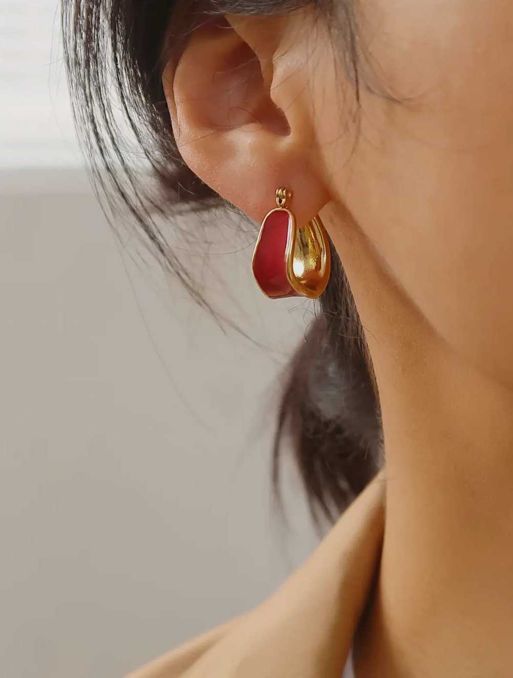 Red Hoop Earrings