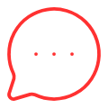 Red speech bubble icon with ellipsis inside