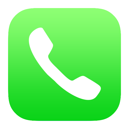Green background with a white telephone receiver icon, representing the phone app.