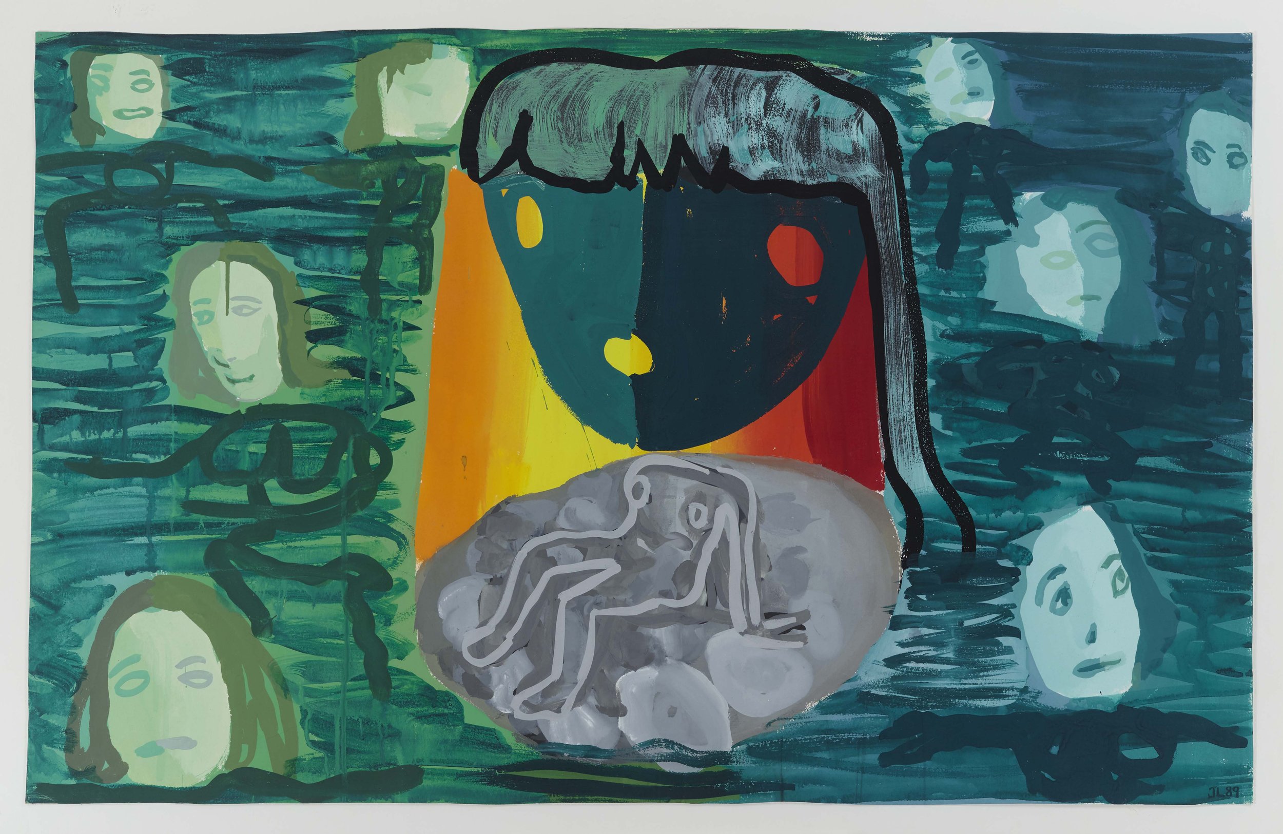 1989, Sirens, Gouache on paper, 32 x 51"