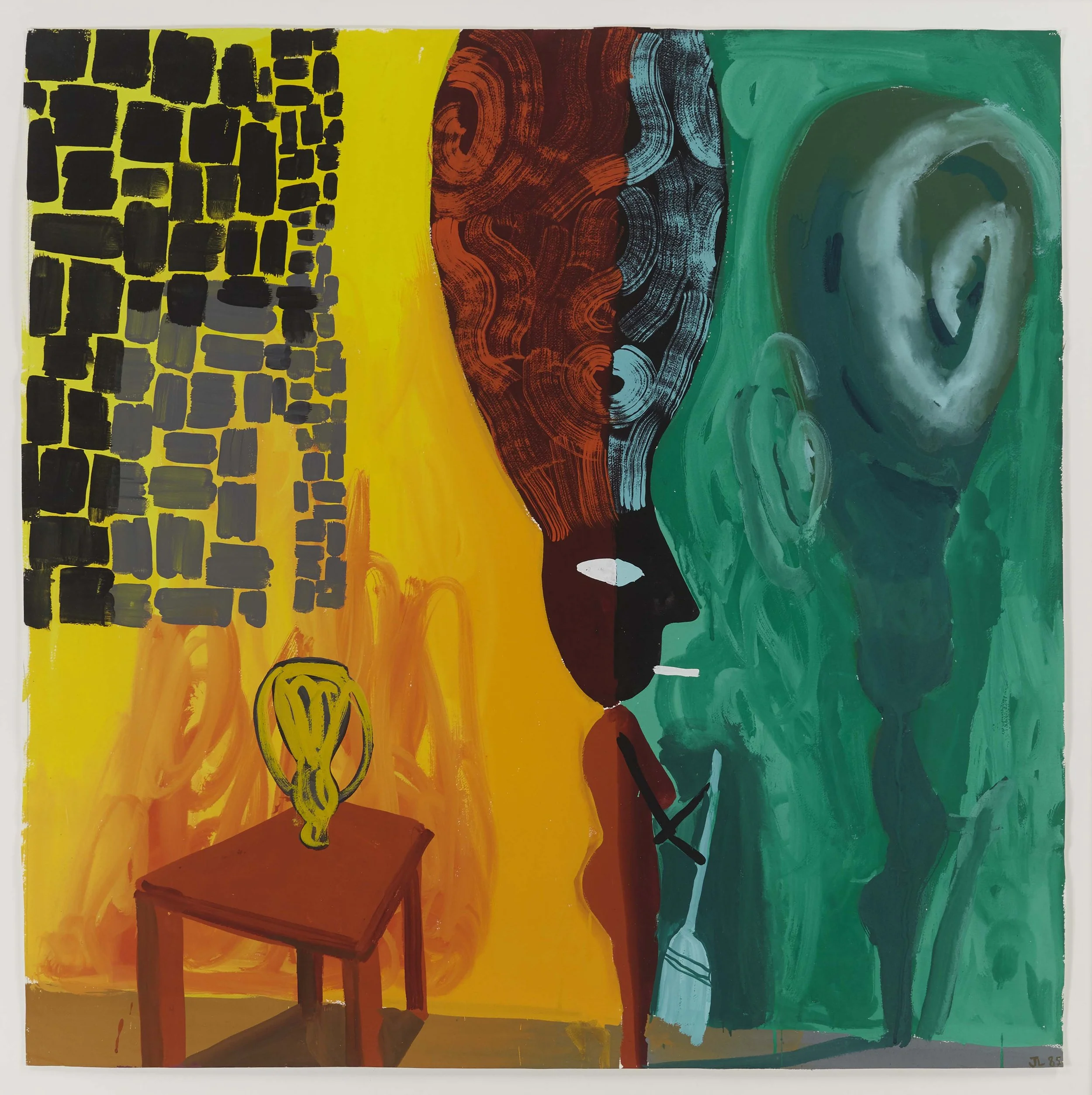 Woman With Beautiful Hair, 1985, Gouache on paper, 42 x42"