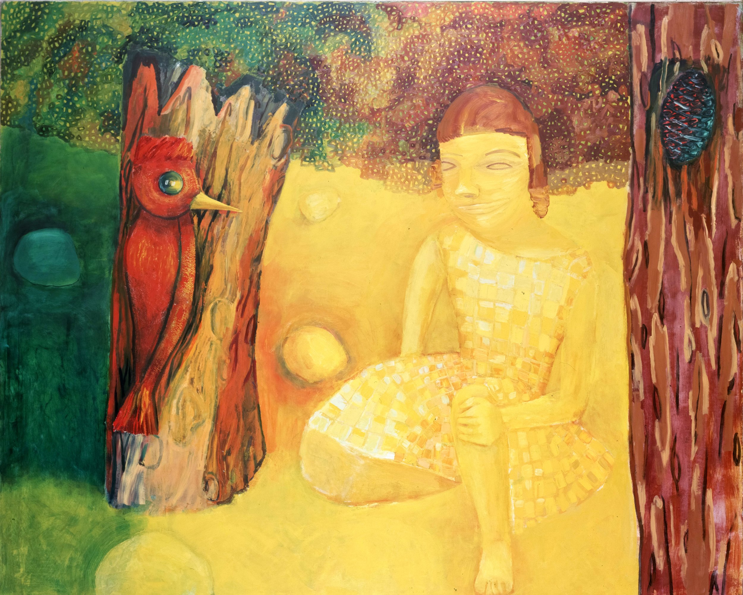 Woman With Woodpecker, 1980's