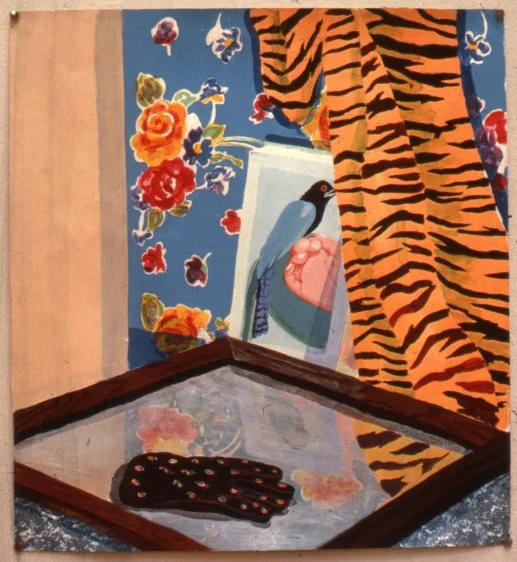 Bird on Hand, 1969, Gouache on Paper, 20 x 26"
