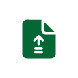 Icon of a green document with an upward arrow