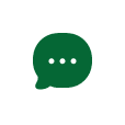 Green chat bubble icon with three dots inside