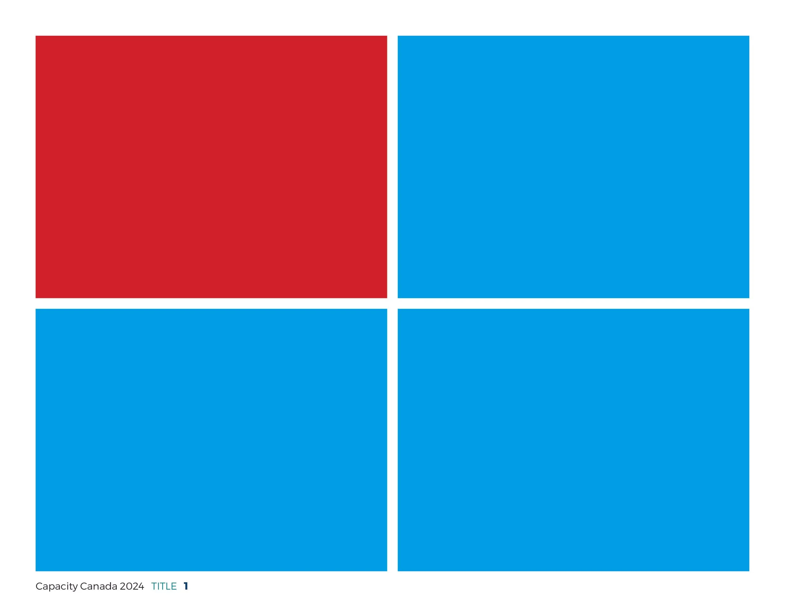 A grid with four rectangles, featuring a red square in the top-left corner and three blue rectangles surrounding it.