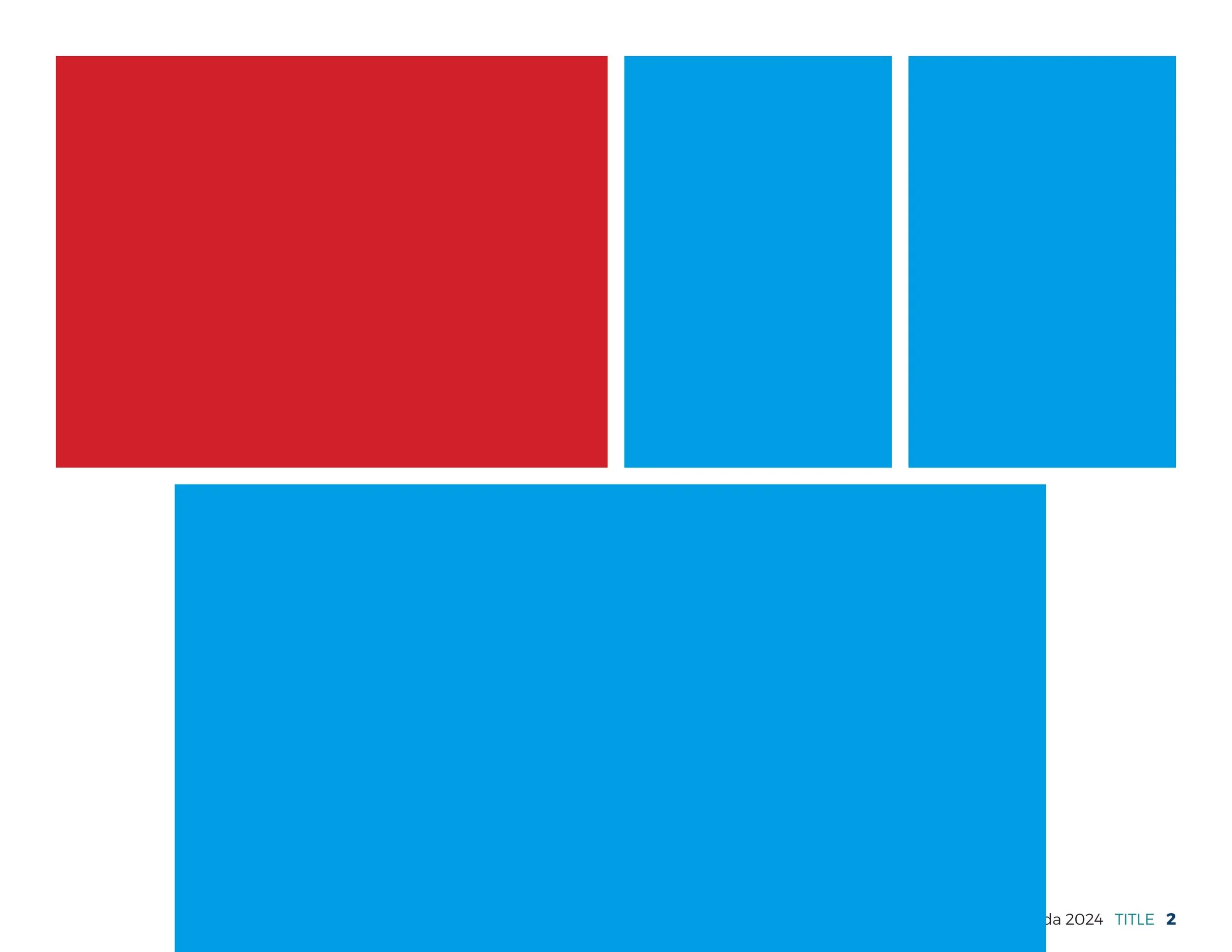 A logo with one large red square to the left and three smaller blue squares to the right, arranged horizontally, with a larger blue rectangle below.