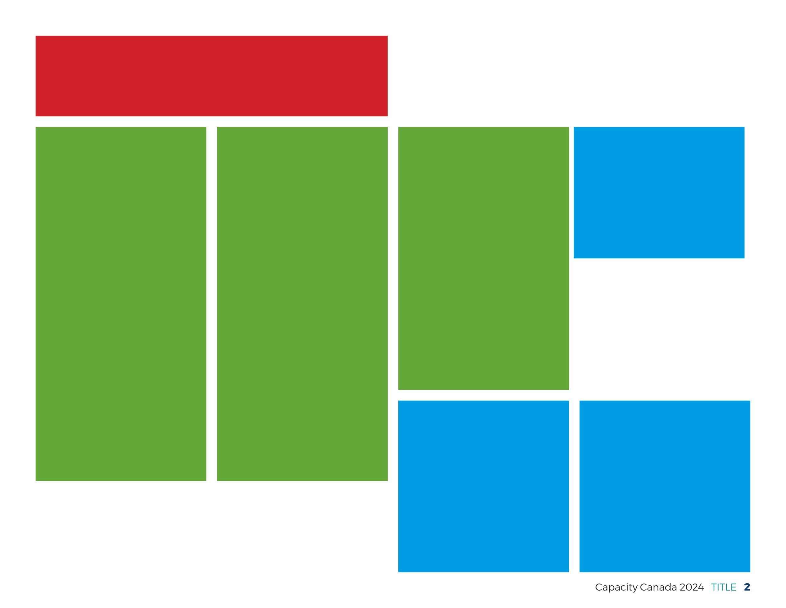 A grid of colored squares arranged in a pattern with red, green, and blue squares. The red square is at the top, followed by green squares in the middle and blue squares at the bottom right. The image includes text indicating it is from Capacity Canada 2024, page 2.