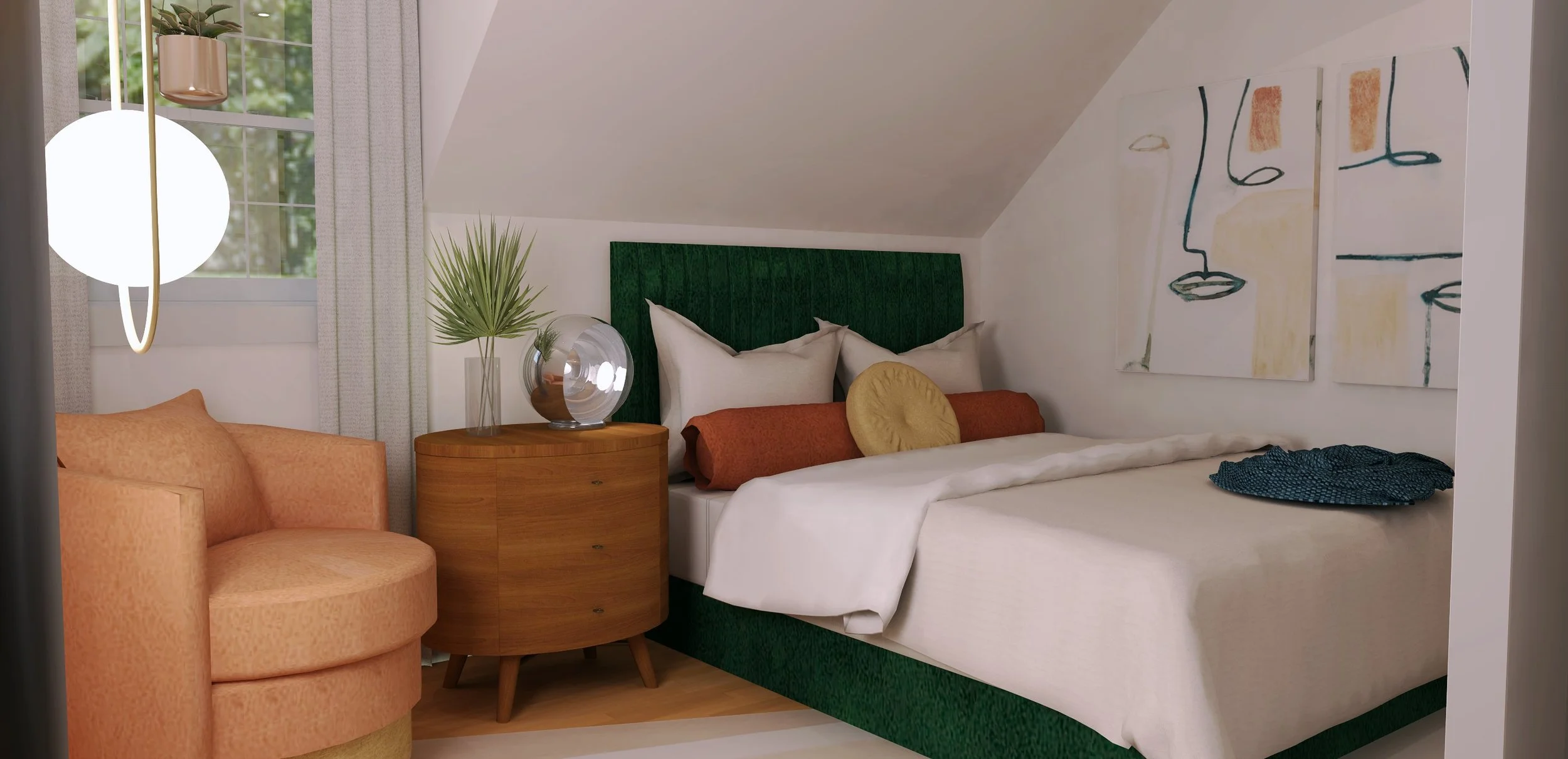 A modern styled bedroom