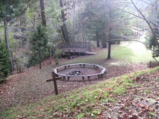 campfire circle and river deck