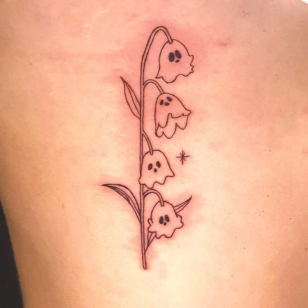 carlee grace tattoos hoscton ga north georgia tattoo artist winder braslton homer buford carlee grace tattoos lily of the valley ghost halloween minimal minimalistic