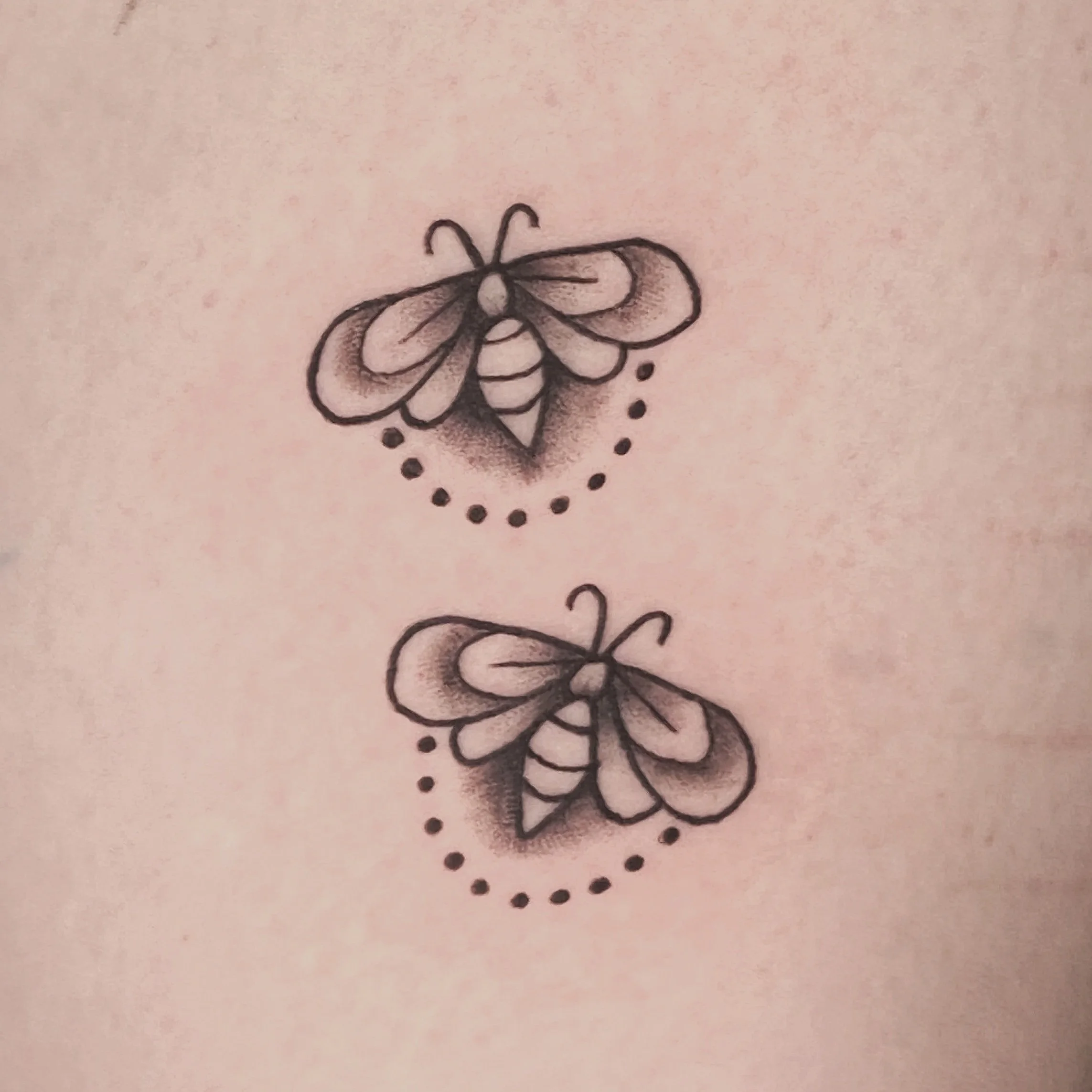 carlee grace tattoos hoscton ga north georgia tattoo artist winder braslton homer buford firefly fireflies small black and grey american traditional trad simple cute