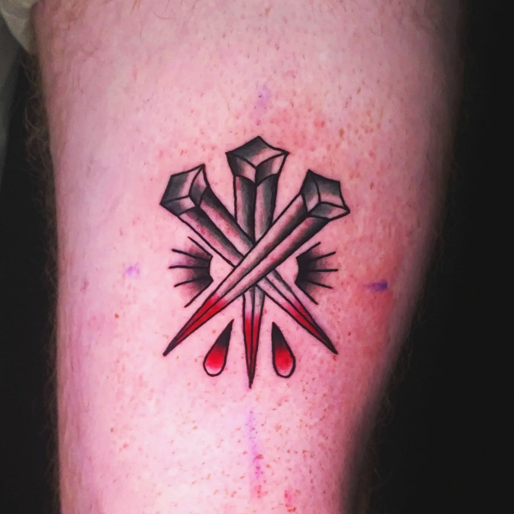 carlee grace tattoos hoscton ga north georgia tattoo artist winder braslton homer bufordcarlee grace tattoos American traditional crucifixion nails color