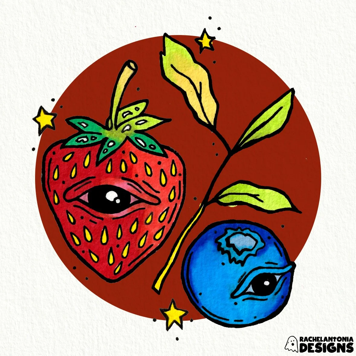 "Alien Fruit" - sticker and print design