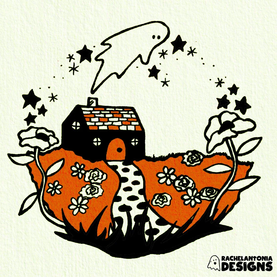 "Autumn at the Cottage" - drawing challenge prompt: haunted garden