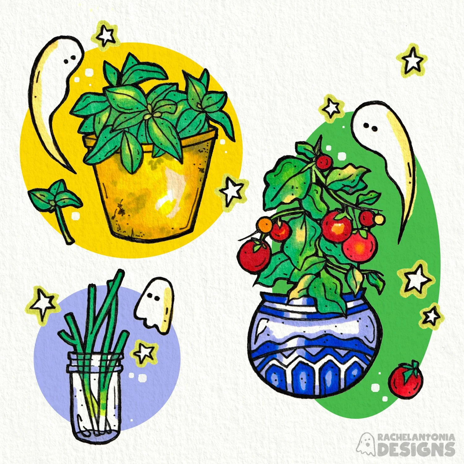 "Herb Sprites" - sticker and print design