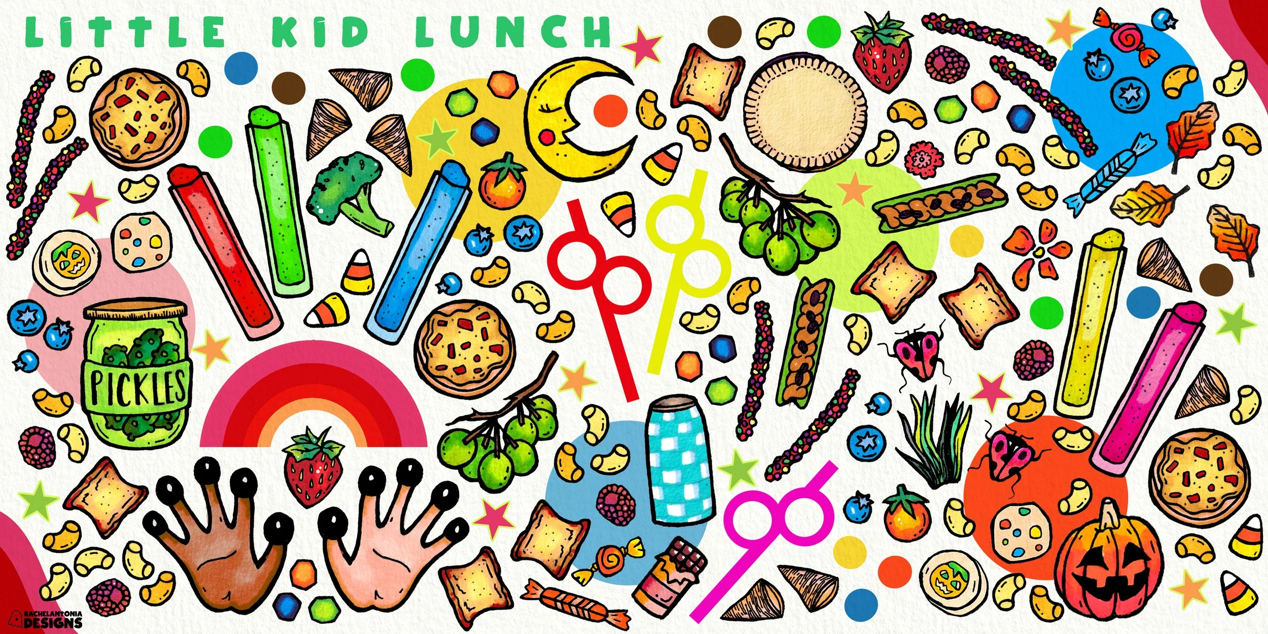 "Little Kid Lunch" - drawing challenge prompt: finger food
