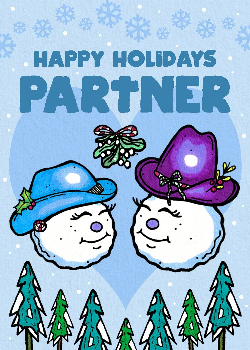 "Happy Holidays Partner" - greeting card design for Rachel Antonia Designs