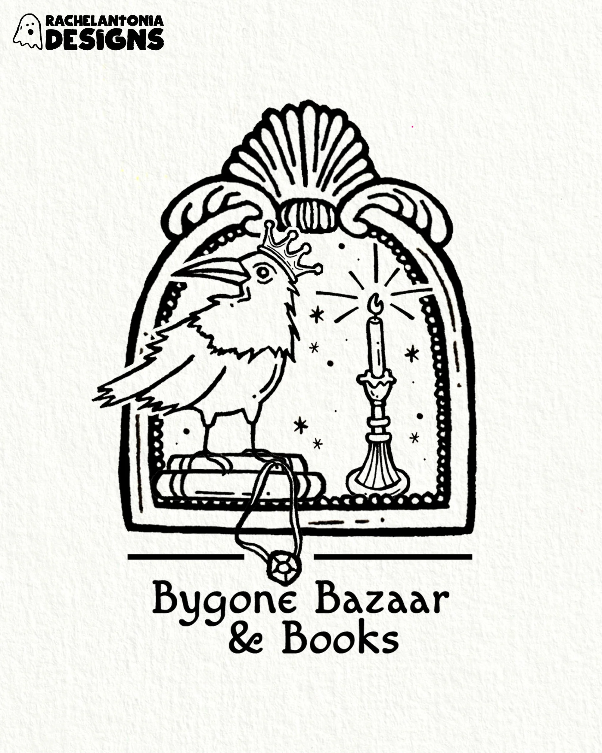 Black and White Illustrated Gothic Logo Design