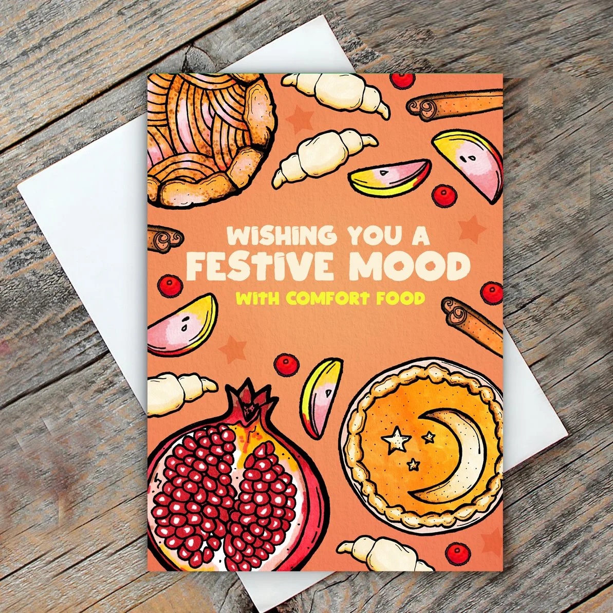 "Wishing You a Festive Mood with Comfort Food" - Winter Holiday Card