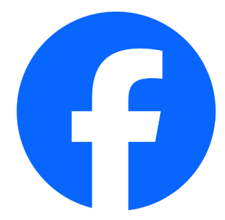 Facebook logo with a blue circle and white lowercase 'f' in the center.