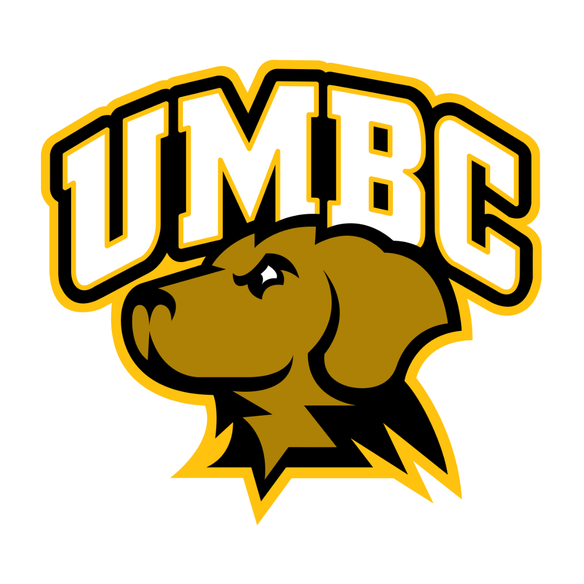 Umar University mascot logo featuring a brown bear head with a fierce expression, with the word 'UMBER' in bold white and black block letters above it, outlined in gold.