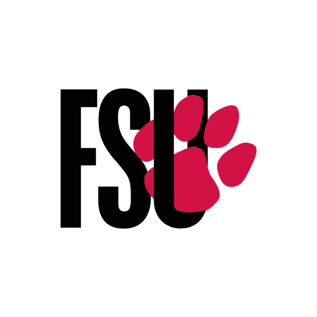 The word 'FSL' in black letters with a red paw print overlaying the letter 'L', on a white background.
