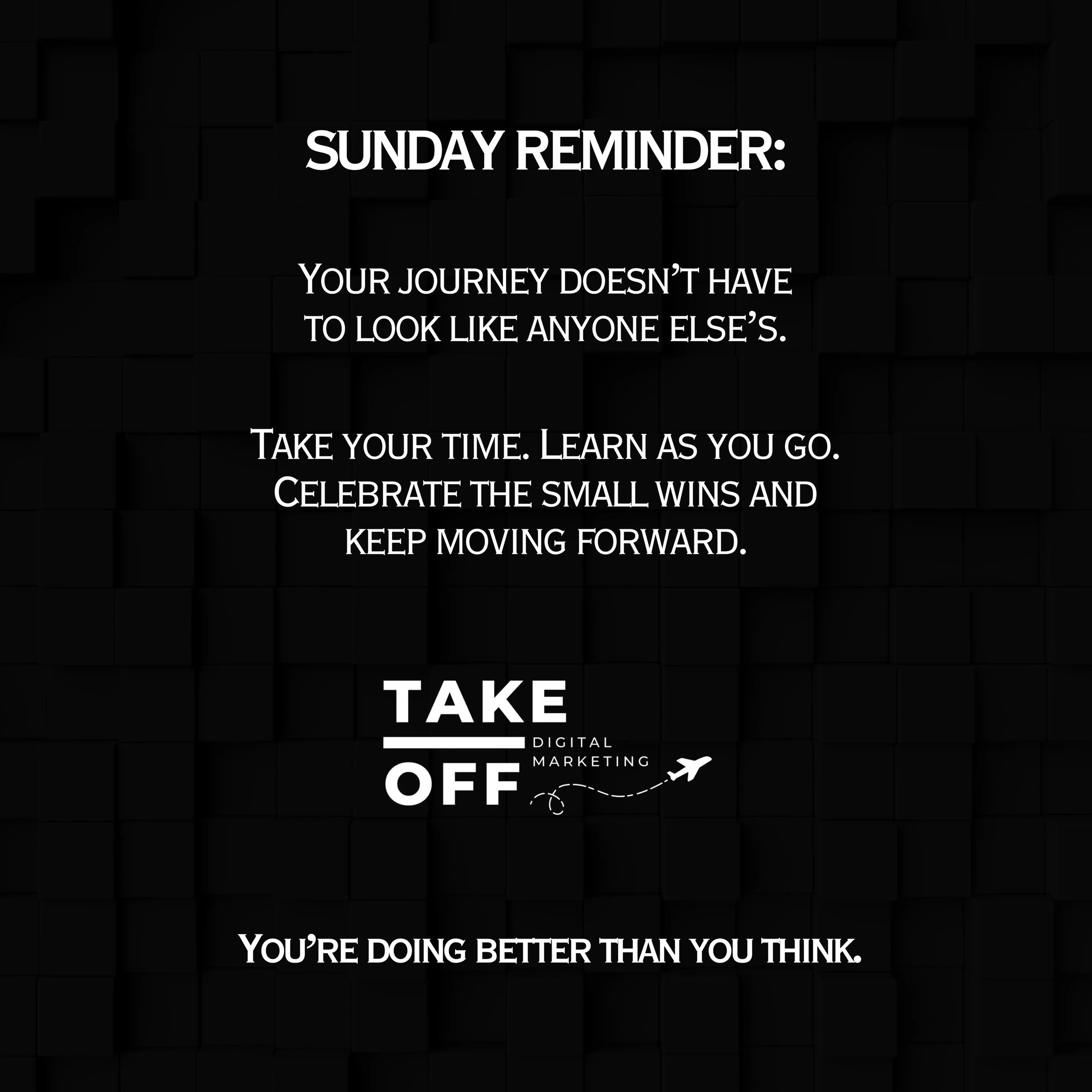 Your journey doesn&rsquo;t have to look like anyone else&rsquo;s. 🌤️

Take your time. Learn as you go. Celebrate the small wins and keep moving forward.

You&rsquo;re doing better than you think. 🖤

#growth #smallbusiness #local #journey #sunday
