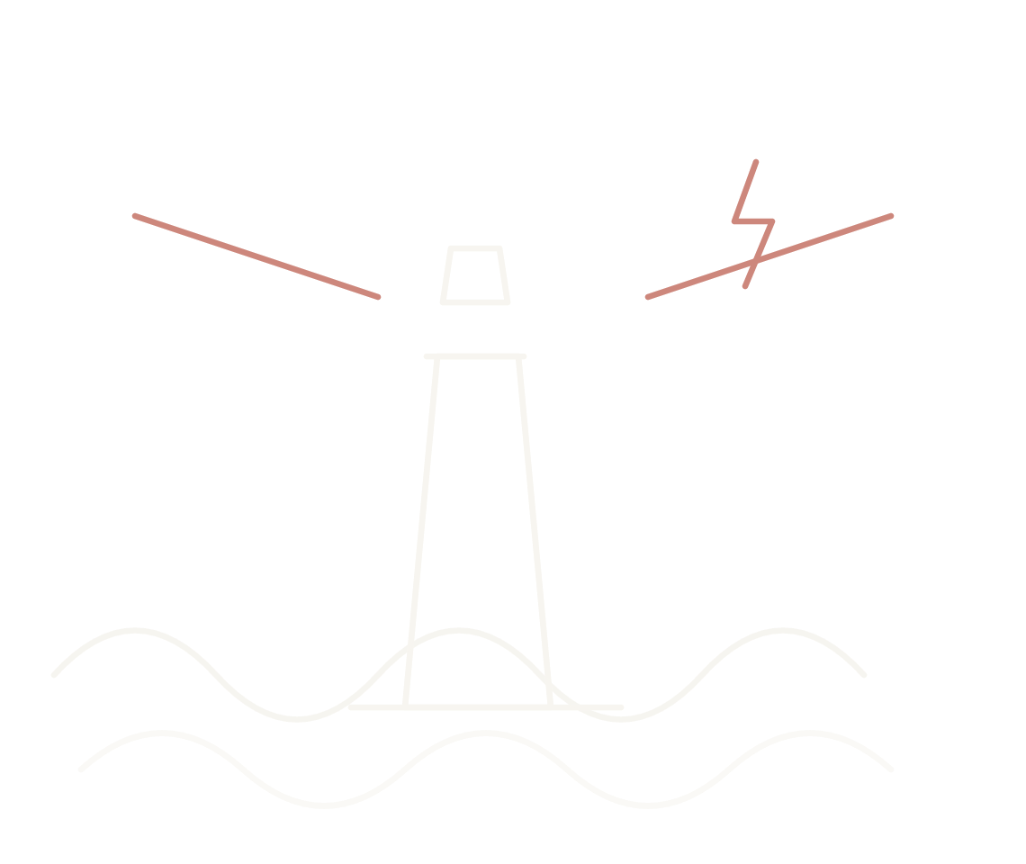 Lighthouse guiding a ship through stormy water