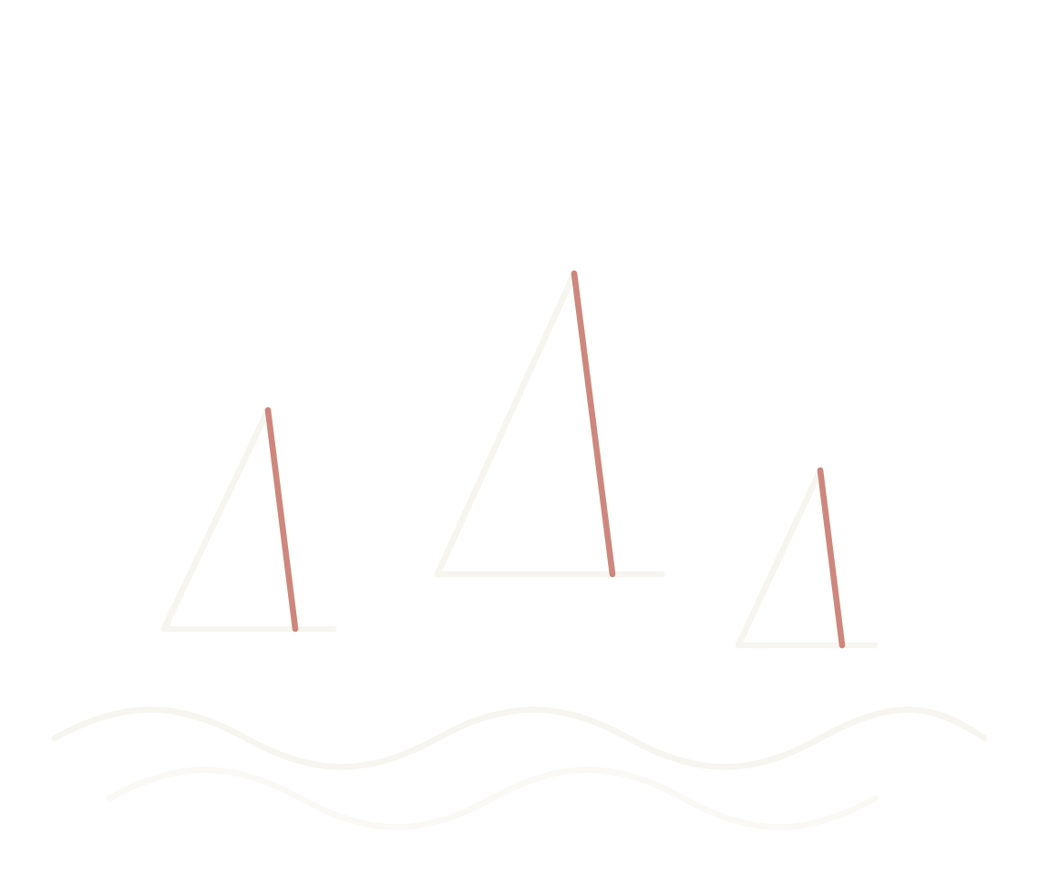 Three sailboats moving together toward safe harbor