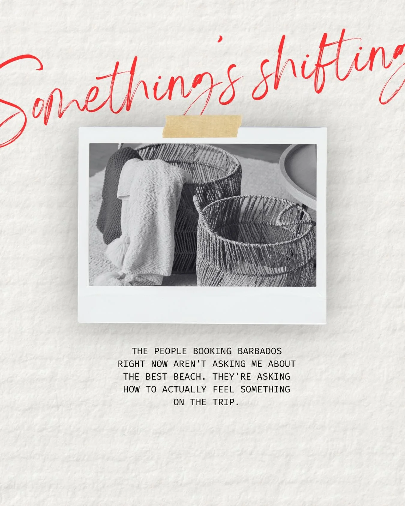 The Barbados trip people are booking in 2026 isn&rsquo;t the one they booked in 2019. Something&rsquo;s shifting.

The people booking Barbados right now aren&rsquo;t asking me about the best beach.

They&rsquo;re asking how to actually feel something