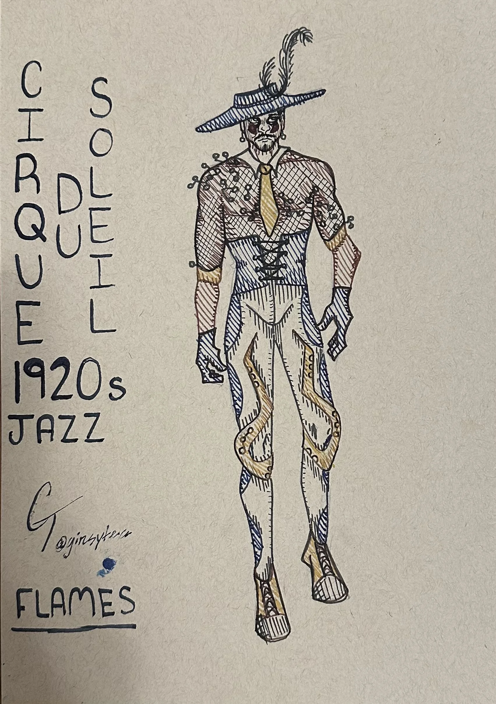 Movement Design - Cirque Du Soleil - 1920s Jazz - Final Rendering (Ink)