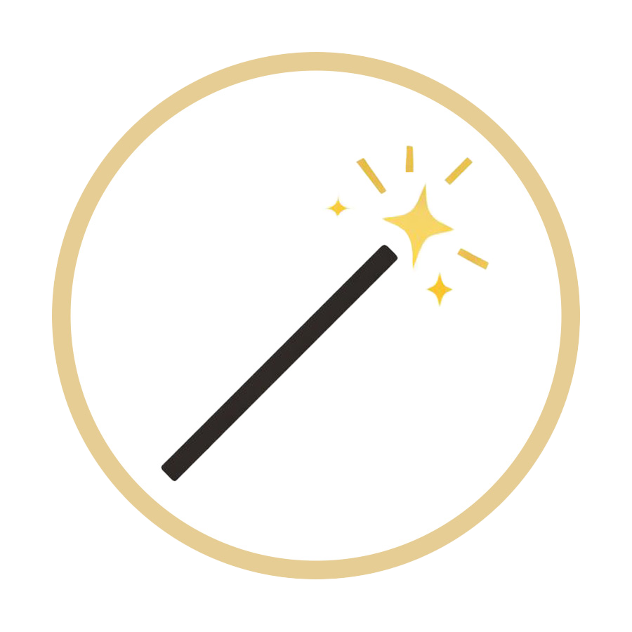 a magic wand is shown in a circle, depicting the "magic" touch for staging homes for sale along with the magic design touch to make your new home yours