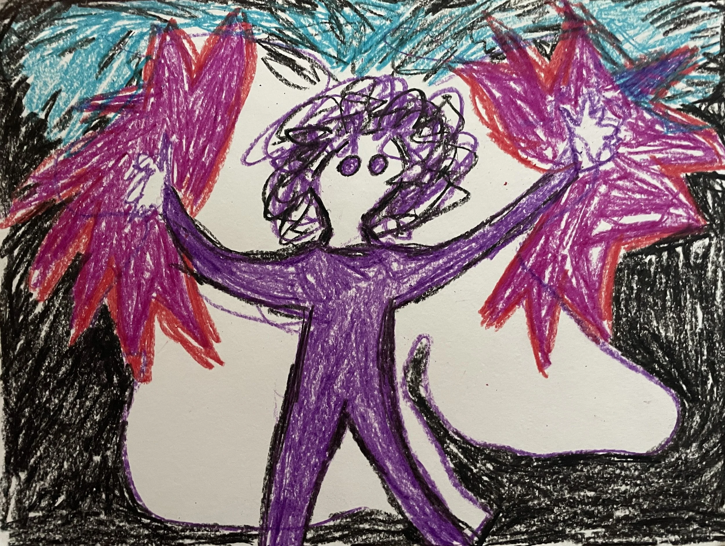 "Internal Battle" (2026) crayon, 9" x 11" Original Artwork by Kristin Schultz© 