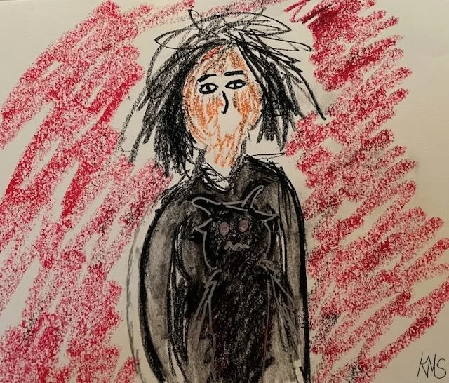 "The Evil Inside" (2023) Oil Pastel and Crayon 9" x 12", Original Artwork by Kristin Schultz© 