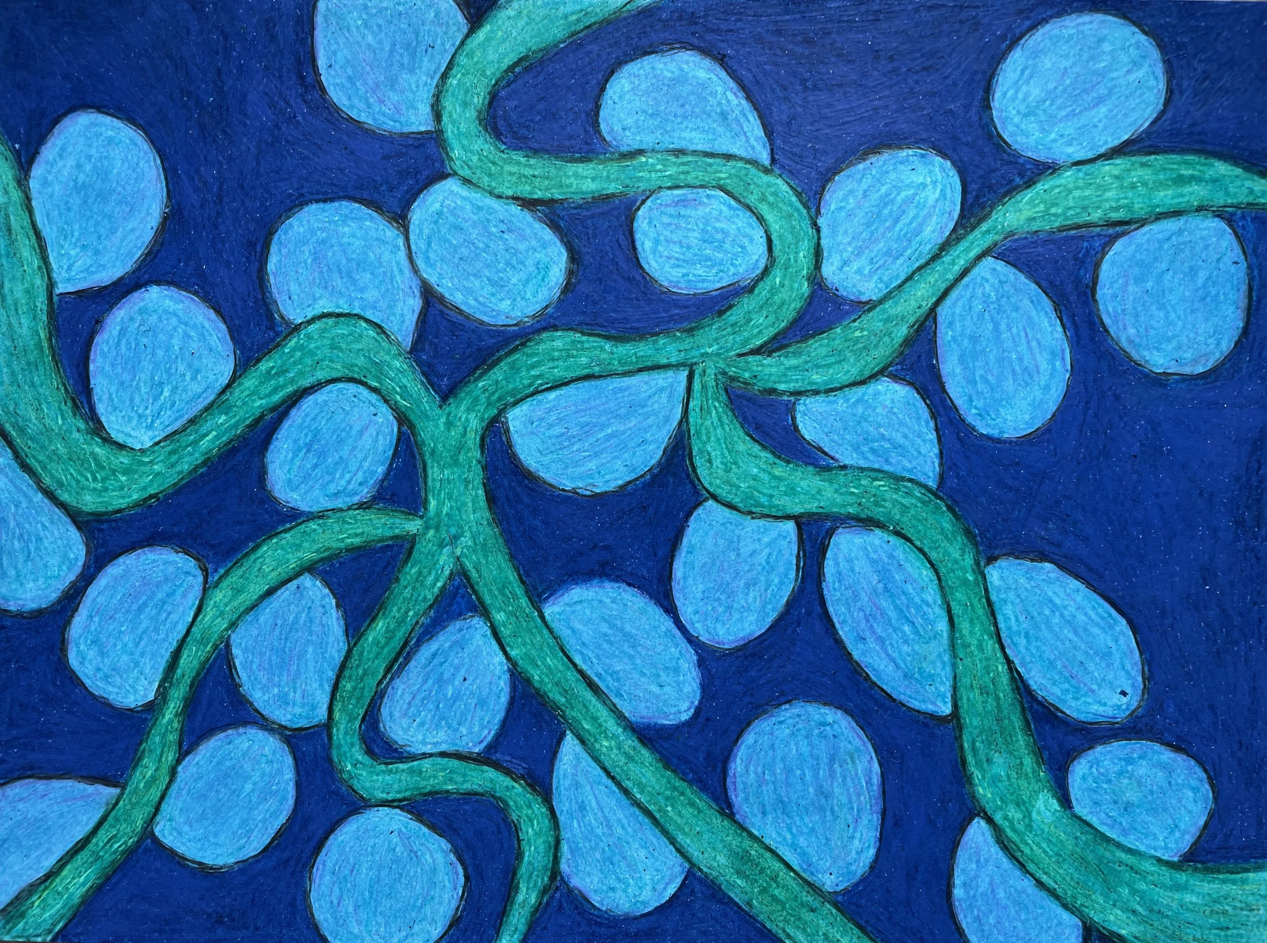 "Seedlings" (2026) Original Artwork by Kristin Schultz©, Crayon and colored pencil on paper 11" x 15" 