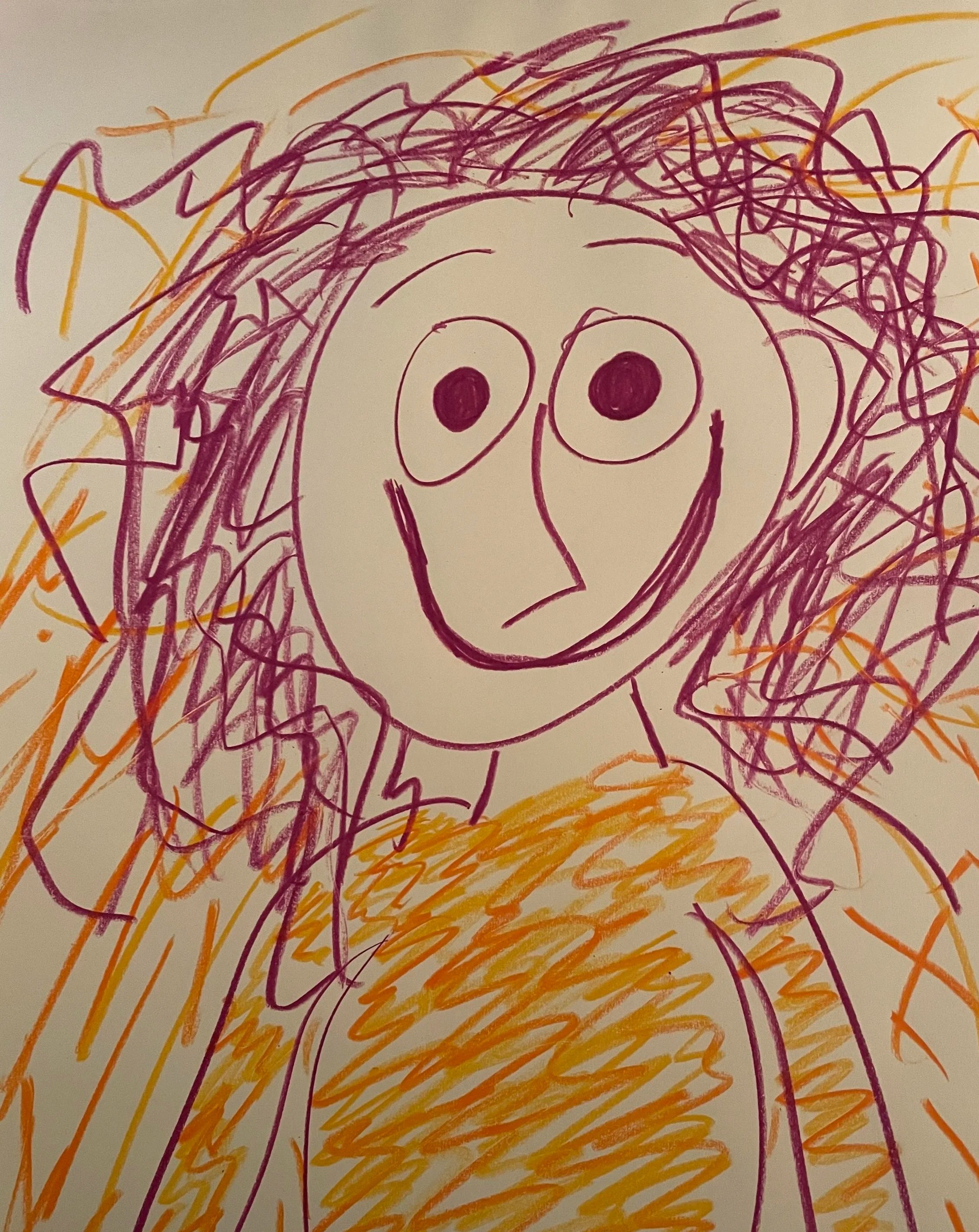 “Frantically Happy” (2026) oil based colored pencil, 14" x 17" Original Artwork by Kristin Schultz© 