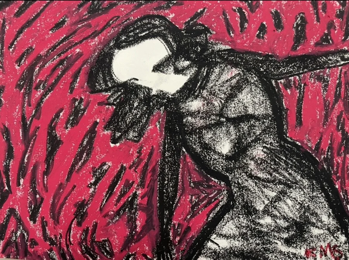 "Falling" (2024) Oil Pastel, 9" x 11", Original Artwork by Kristin Schultz© 