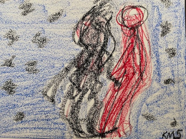 “Tease” (2025) Oil Pastel 9" x 12" Original Artwork by Kristin Schultz © 